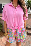 PREORDER - Jess Lea Sawyer Gauze Top in Pink