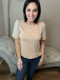 S M XL Sequin Sleeves & Side Slits Fun Top