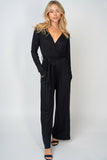 M XL Black Surplice Knit Jumpsuit