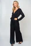 M XL Black Surplice Knit Jumpsuit