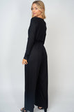 M XL Black Surplice Knit Jumpsuit