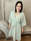 S XL 2X 3X Half Sleeve Surplice Floral Print Spring Dress