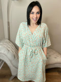 S XL 2X 3X Half Sleeve Surplice Floral Print Spring Dress