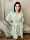 S XL 2X 3X Half Sleeve Surplice Floral Print Spring Dress