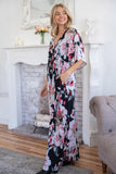 S M XL Floral Black Maxi Dress