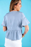 PREORDER - Jess Lea Graceful Flare Chambray Top