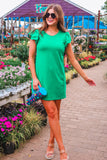 PREORDER - Jess Lea Caitlin Flutter Sleeve Dress, Green