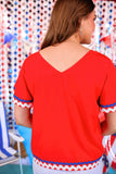 PREORDER - Jess Lea Patriotic Waves Ric Rac Top