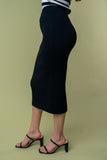 S M XL High-Waisted Solid Knit Pencil Skirt