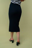S M XL High-Waisted Solid Knit Pencil Skirt