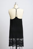 The Isabella T-Back Lace Black Midi Slip