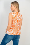 S M XL Sleeveless Fun Orange Floral Preplum Top