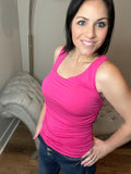 S M XL Bubblegum Pink Cinched Tank Top