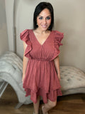 Small Only Ruffled Sleeveline Tiered Dress