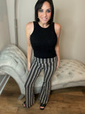 M-XL Let’s Make You Leaner Striped Flare Jeans