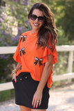 PREORDER - Jess Lea Sideline Sparkle Ruffle Top - Orange