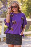 PREORDER - Jess Lea Sideline Sparkle Ruffle Top - Purple