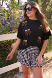PREORDER - Jess Lea Sideline Sparkle Ruffle Top - Black