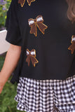 PREORDER - Jess Lea Sideline Sparkle Ruffle Top - Black