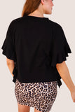PREORDER - Jess Lea Sideline Sparkle Ruffle Top - Black