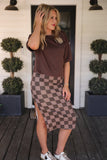 PREORDER - Jess Lea Chocolate Checkered Printed Midi Skirt