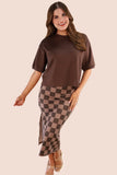 PREORDER - Jess Lea Chocolate Checkered Printed Midi Skirt