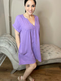 S M Raw Edge Distressed Gauze V-Neck Dress