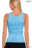 S-XL Two Way Washed Ribbed Tank Top