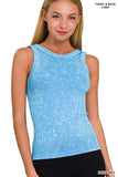 S-XL Two Way Washed Ribbed Tank Top