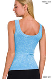 S-XL Two Way Washed Ribbed Tank Top