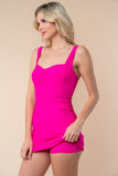 S-XL Neon Magenta Swim Dress with Built In Shorts
