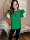 PREORDER - Jess Lea Kimber Eyelet Top, Green