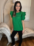 PREORDER - Jess Lea Kimber Eyelet Top, Green