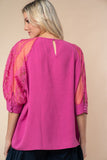 S M XL Raglan Shorter Mauve Laced Cuffed Sleeve