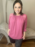 S M XL Raglan Shorter Mauve Laced Cuffed Sleeve
