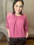 S M XL Raglan Shorter Mauve Laced Cuffed Sleeve