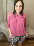 S M XL Raglan Shorter Mauve Laced Cuffed Sleeve