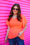 L-3X Jess Lea Ryan Ruffle Top in Coral
