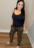 2X 3X - Black & Gold Leopard Joggers