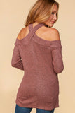 S Criss Cross Banded Cut Out Halter Cold Shoulder