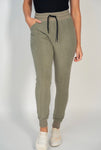 S M High-waisted Knit Olive Jogger