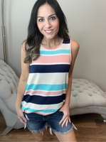 S-L Super Soft Different Colors Striped Sleeveless Top