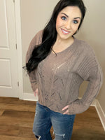 S Mocha Patterned Knit Sweater