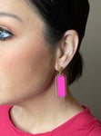 Gold Outlined Rectangle 2” Earrings - 4 Colors