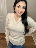 XXL XXXL Oatmeal Ribbed Dimension Long Sleeve Top