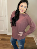 S-3X - Burgundy Faux Button Slit Top