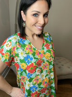 Kelly Green Floral Tunic Top