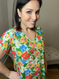 Kelly Green Floral Tunic Top