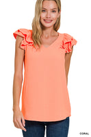 M L XL - Tiered Ruffle Short Sleeve Top