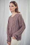 S Mocha Patterned Knit Sweater